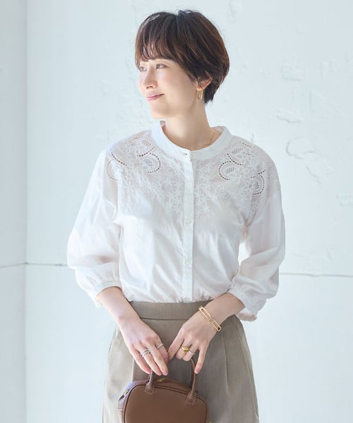 Tシャツだけじゃ物足りない夏に！甘すぎない肩レースコットンシャツ