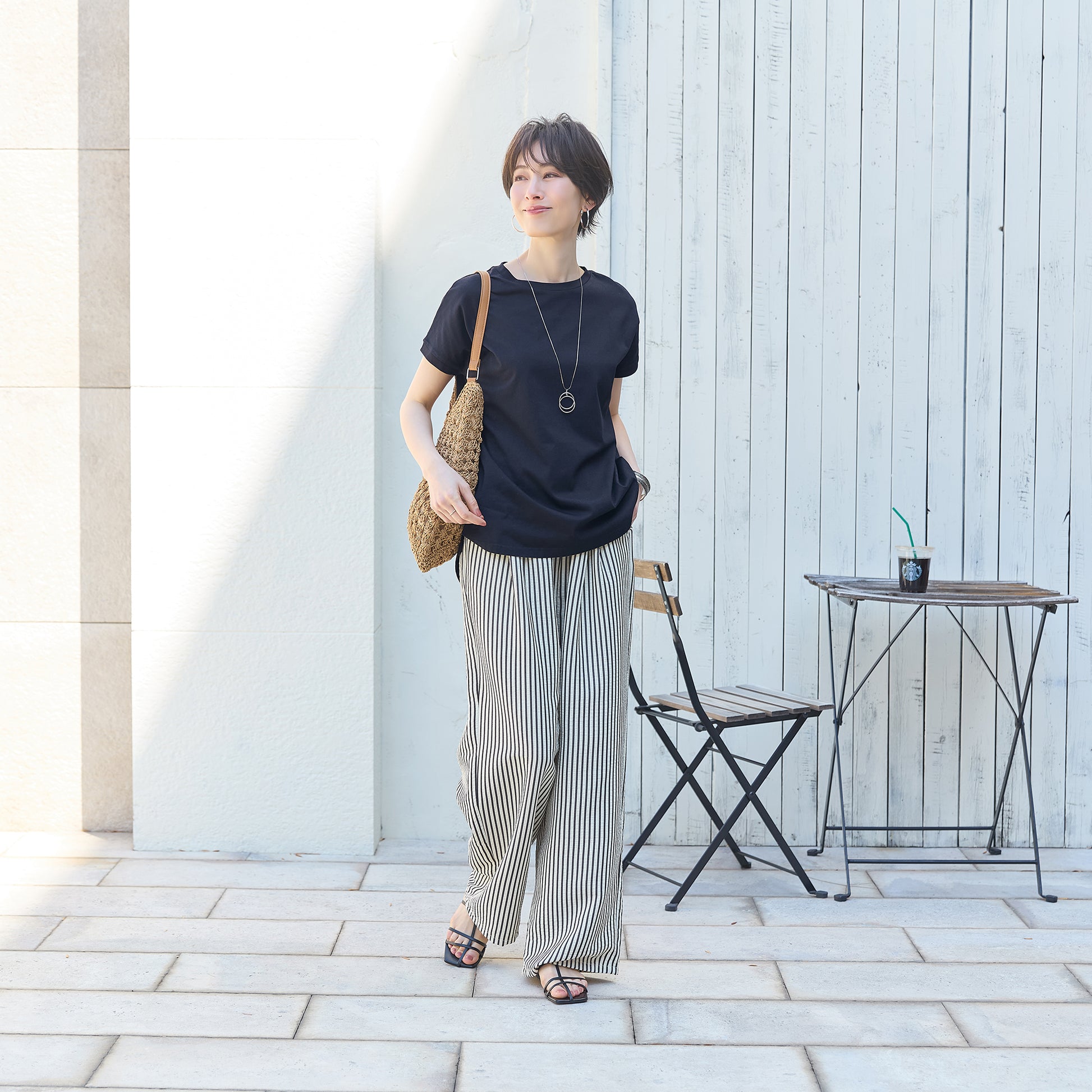 汗対策コットンTシャツ｜オフィスにも休日にも合うきれいめスタイル