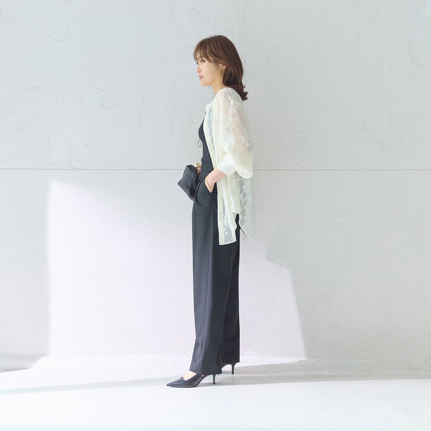 杢調タックワイドパンツ_洗濯機OK_ご自宅で簡単ケアできる接触冷感UVカットパンツ