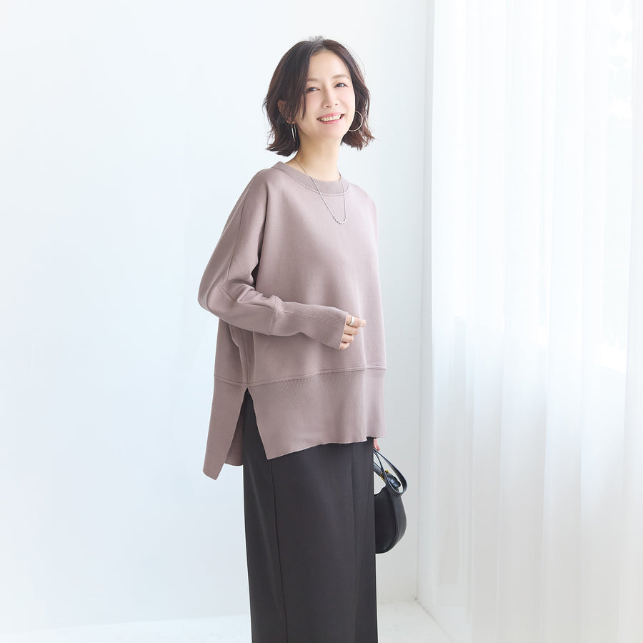 リブ付ドルマントップス グレージュ