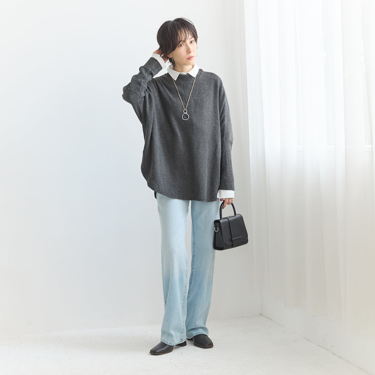 リブ付ドルマンニット