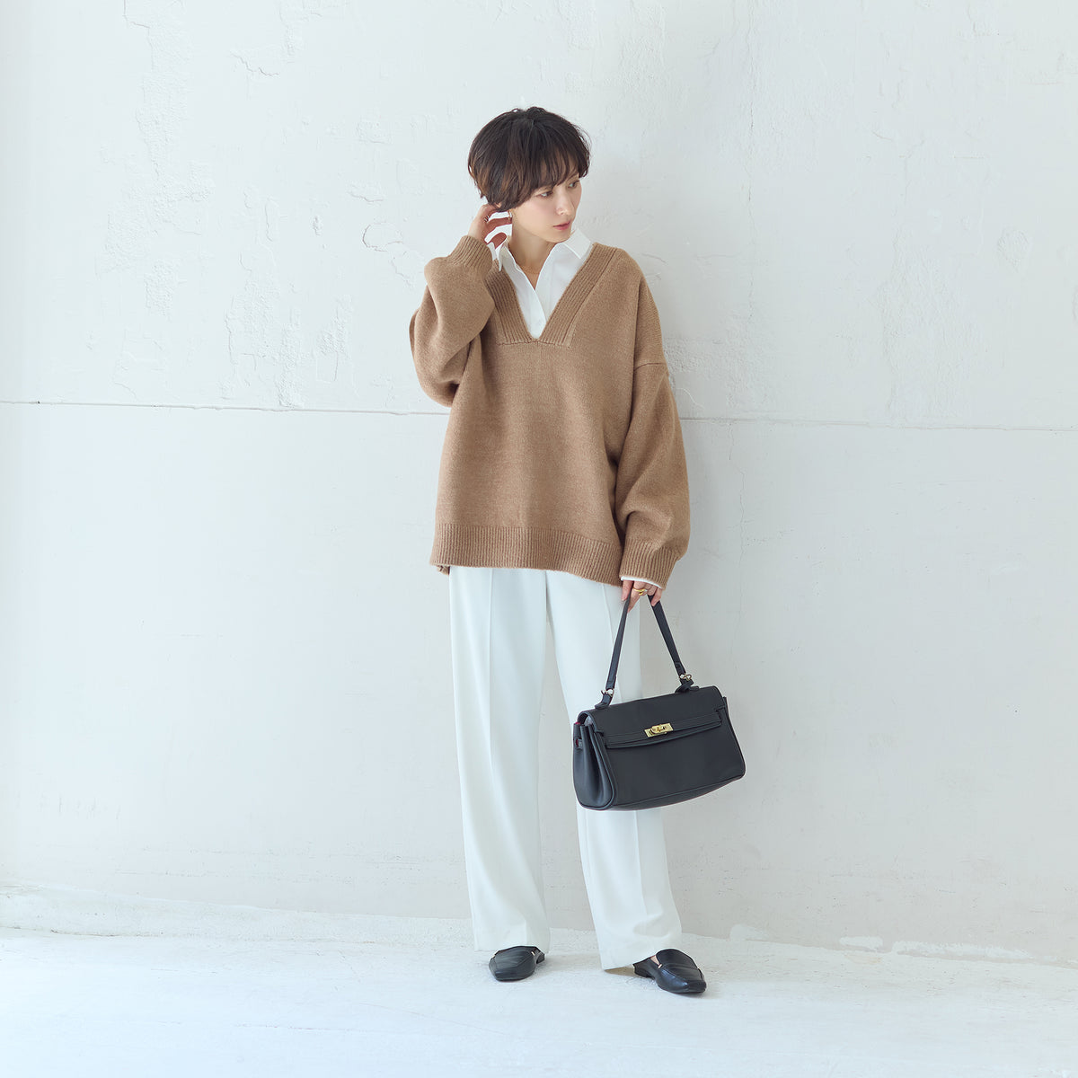 リラックスキーネックセーター