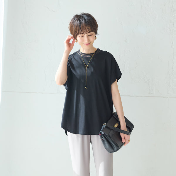 【ゆるっと着て、きちんと】シアーリブドルマントップス