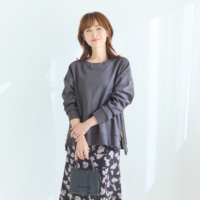 裏起毛サイドジップトレーナー