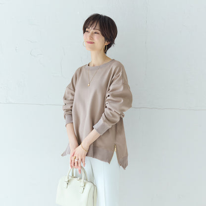 裏起毛サイドジップトレーナー