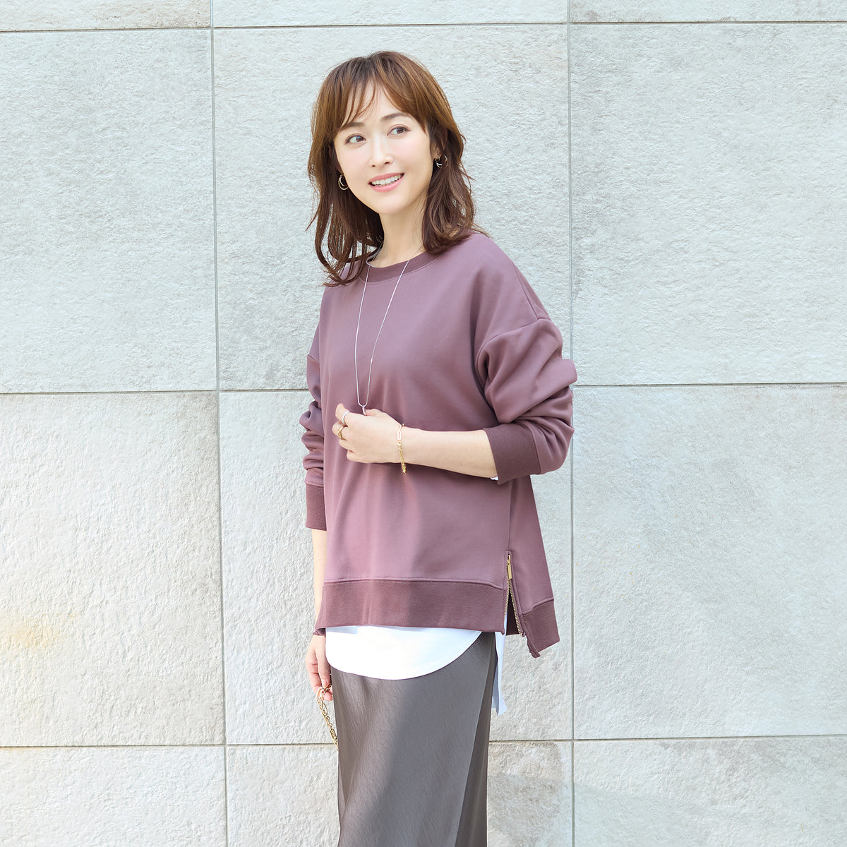 裏起毛サイドジップトレーナー