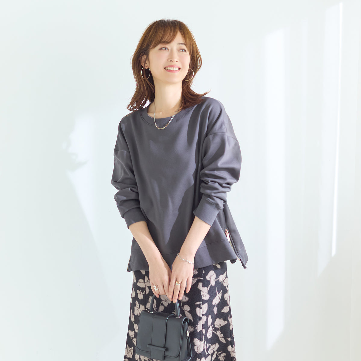 裏起毛サイドジップトレーナー