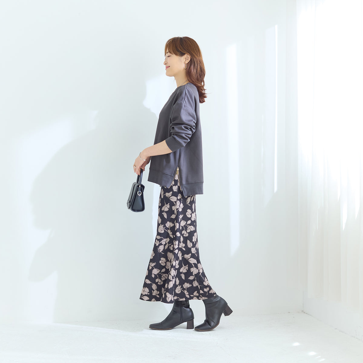 裏起毛サイドジップトレーナー