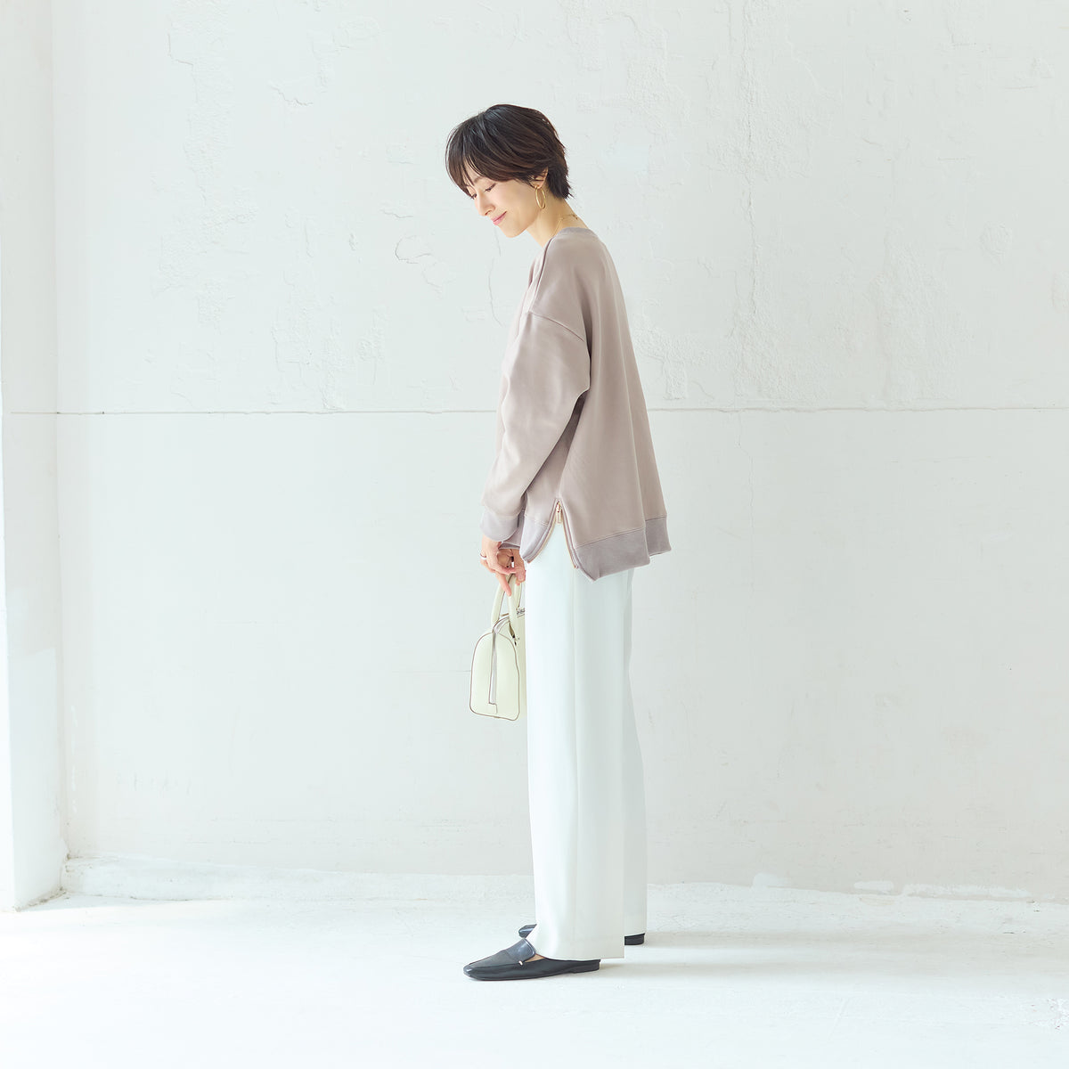 裏起毛サイドジップトレーナー