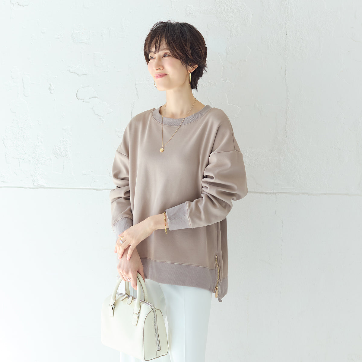 裏起毛サイドジップトレーナー