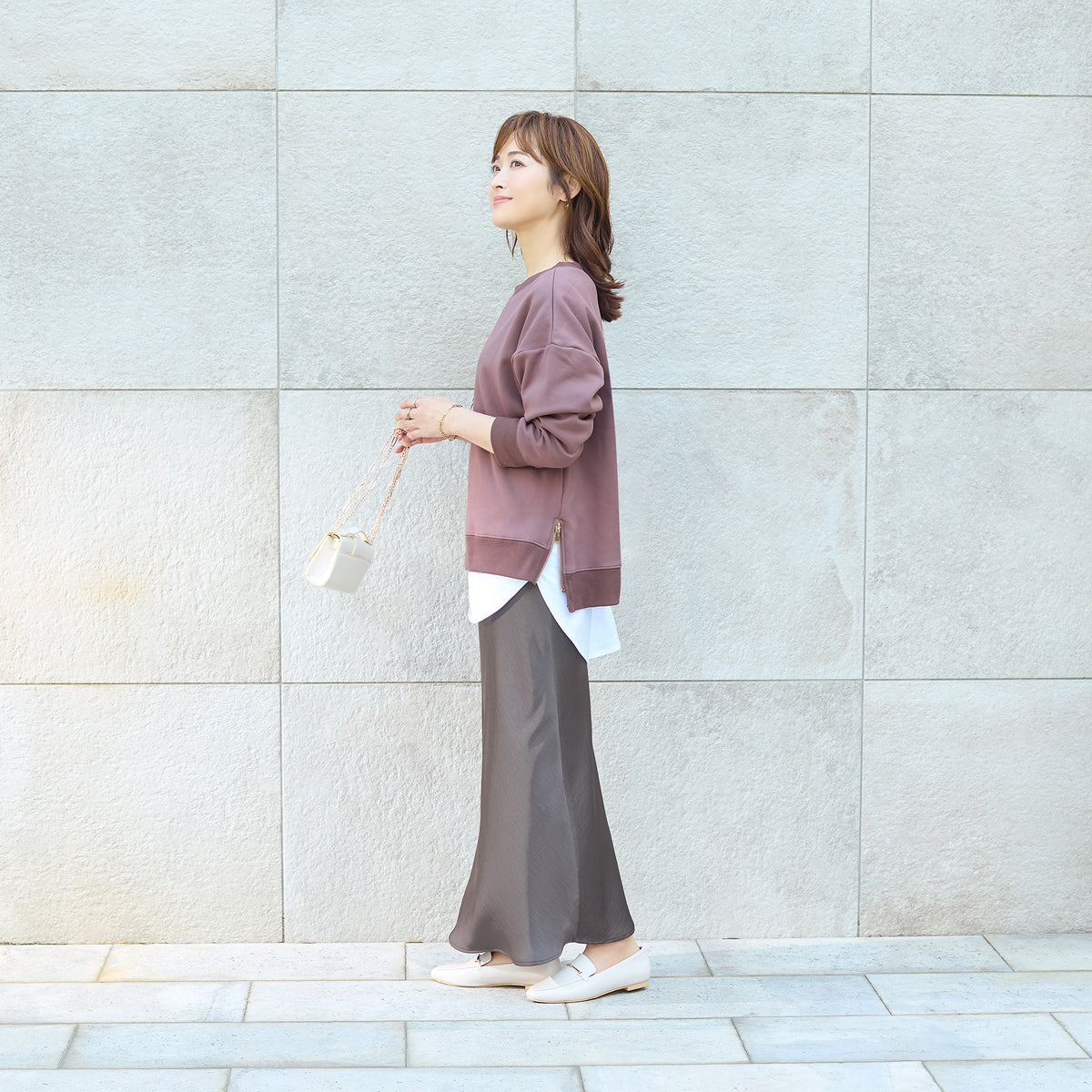 裏起毛サイドジップトレーナー