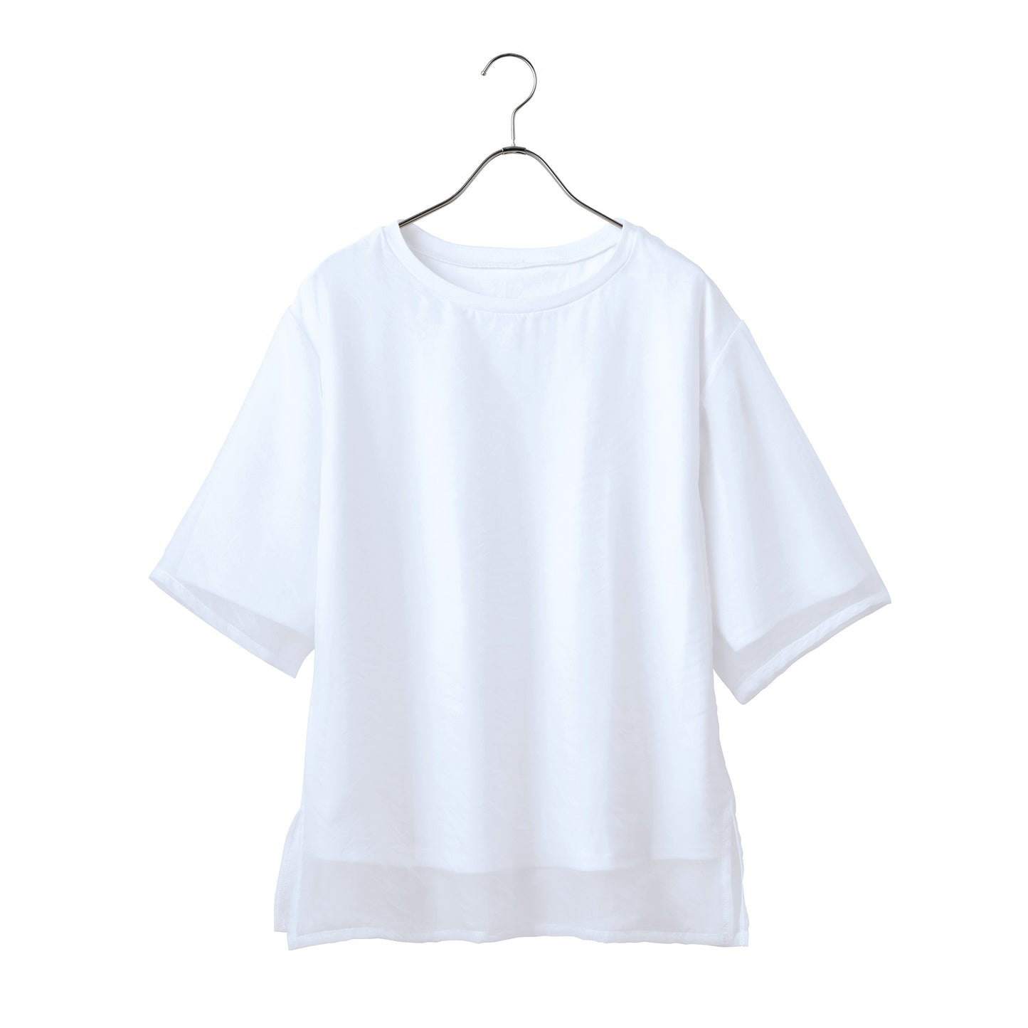 シアー重ね着風Tシャツ｜Tシャツ以上ブラウス未満の絶妙なバランス 襟元と袖