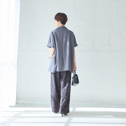 【Tシャツ1枚で、サマになる】リネンブレンドジャカードワイドパンツ