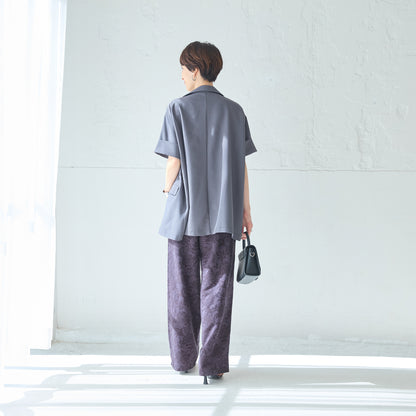 リネンブレンドジャカードワイドパンツ