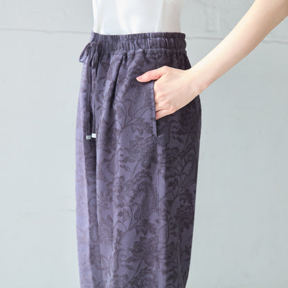 リネンブレンドジャカードワイドパンツ
